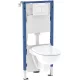 Geberit Duofix szerelőelem Selnova fali WC csésze ülőkével, Delta öblítőtartállyal és nyomólappal 118.400.11.3