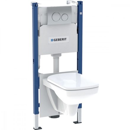 Geberit Duofix szerelőelem Rimless fali WC csészével, Delta öblíőtartállyal és nyomólappal 118.402.21.2