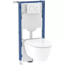   Geberit Duofix szerelőelem öblítőtartállyal és Sigma20 nyomólappal, iCon fali WC ülőkével 118.404.11.3