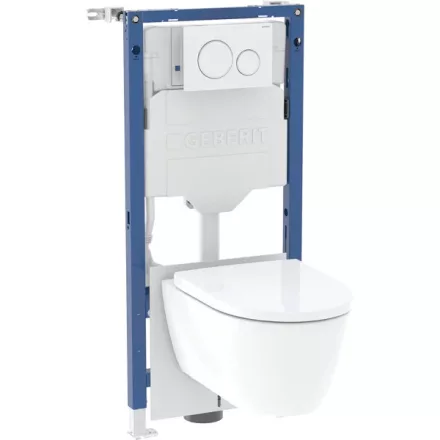 Geberit Duofix szerelőelem öblítőtartállyal és Sigma20 nyomólappal, iCon fali WC ülőkével 118.404.11.3