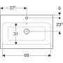 Geberit iCon pultra ültethető mosdó 75x48,5 cm, csaplyukkal és túlfolyóval, fehér 124575000