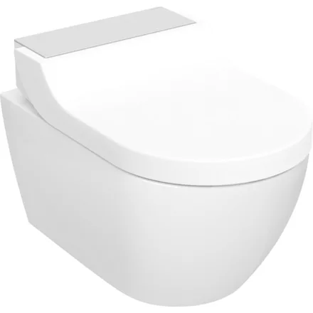 Geberit AquaClean Tuma Comfort komplett higiéniai fali WC, szálcsiszolt rozsdamentes acél takarólap 146.290.FW.1