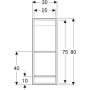 Geberit tárolórekesz behelyezhető polcokkal 30x80 cm, porszórt umbraszürke 154.291.00.1