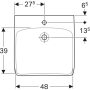 Geberit Selnova Comfort akadálymentes mosdó 55x55 cm, túlfolyó nélkül 500.187.01.7