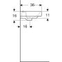 Geberit Smyle Square kézmosó 45x36 cm, aszimmetrikus túlfolyóval, fehér 500.222.01.1