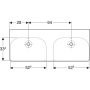 Geberit Smyle Square dupla mosdó 120x48 cm, csaplyuk nélkül, túlfolyóval 500.224.01.1 (500224011)