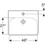 Geberit Smyle Square kézmosó 50x41 cm, csaplyukkal és túlfolyóval 500.256.01.1