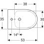 Geberit Selnova falhoz illeszthető álló bidé 35x53 cm rejtett  rögzítéssel, túlfolyóval 500.289.01.7