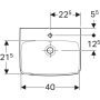 Geberit Selnova Square kézmosó 45x35 cm, csaplyukkal és túlfolyóval 500.322.01.7