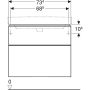 Geberit Smyle Square alsó szekrény mosdóhoz fiókkal 73,4x47 cm, magasfényű fehér 500.353.00.1