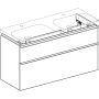Geberit Smyle Square alsó szekrény dupla mosdóhoz fiókkal 118,4x47 cm, magasfényű fehér 500.356.00.1