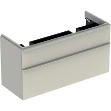  Geberit Smyle Square alsó szekrény dupla mosdóhoz fiókkal 118,4x47 cm, magasfényű homokszürke 500.356.JL.1