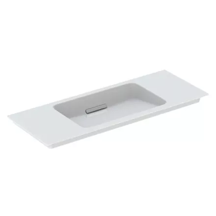 Geberit ONE rövidített kivitelű mosdó 105x40 cm csaplyuk nélkül, fehér/szálcsiszolt króm 500.396.01.2