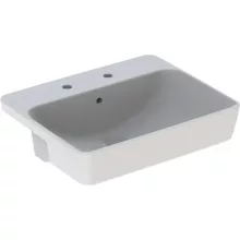   Geberit VariForm félig beépíthető négyszögletes mosdó 55 cm, két csaplyukkal és túlfolyóval 500.682.01.1