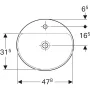 Geberit VariForm beépíthető mosdó 50 cm, ovális, csaplyuk-peremmel, túlfolyó nélkül, alul mázas 500.715.01.2 (500715012)