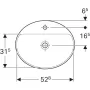 Geberit VariForm ovális beépíthető mosdó 55x45 cm, csaplyuk-peremmel, túlfolyó nélkül, fehér 500.723.01.2 (500723012)