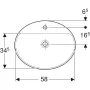 Geberit VariForm beépíthető mosdó 60 cm, ovális, csaplyuk-peremmel, túlfolyó nélkül 500.726.01.2
