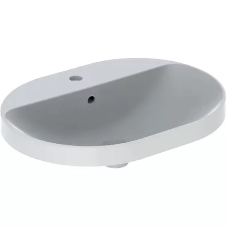Geberit VariForm beépíthető mosdó 60 cm, ellipszis alakú, csaplyuk-peremmel, túlfolyóval 500.732.01.2
