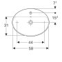 Geberit VariForm pultra ültethető mosdó, ovális, csaplyuk-peremmel, túlfolyó nélkül 500773012 (500.773.01.2)