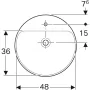 Geberit VariForm félig beépíthető kerek mosdó 50 cm, túlfolyóval 500.782.01.2