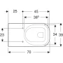 Geberit Selnova Comfort Square laposöblítésű fali WC 39x70 cm öblítőperemmel 500.792.01.7