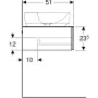 Geberit VariForm alsó szekrény pultra ültethető mosdóhoz 75x51 cm, 1 fiókkal, pakolófelülettel, tölgy 501.163.00.1