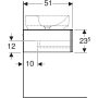 Geberit VariForm alsó szekrény pultra ültethető mosdóhoz 135x51 cm, 2 fiókkal, pakolófelülettel, magasfényű fehér 501.177.00.1