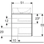 Geberit VariForm alsó szekrény pultra ültethető mosdóhoz 120x51 cm, 3 fiókkal, pakolófelülettel, matt láva 501.184.00.1
