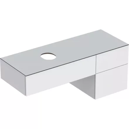 Geberit VariForm alsó szekrény pultra ültethető mosdóhoz 135x51 cm, 3 fiókkal, pakolófelülettel, magasfényű fehér 501.189.00.1
