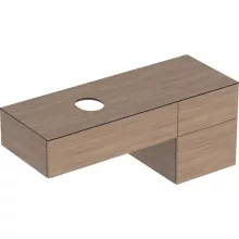   Geberit VariForm alsó szekrény pultra ültethető mosdóhoz 135x51 cm, 3 fiókkal, pakolófelülettel, tölgy 501.193.00.1
