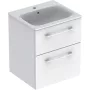 Geberit Selnova Square 2 fiókos mosdószekrény 55 cm, keskeny peremű mosdóval, magasfényű fehér 501.232.00.1