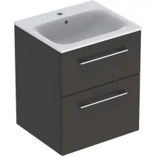   Geberit Selnova Square 2 fiókos mosdószekrény 55 cm, keskeny peremű mosdóval, matt láva 501.233.00.1