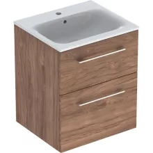   Geberit Selnova Square 2 fiókos mosdószekrény 55 cm, keskeny peremű mosdóval, hikoridió 501.234.00.1