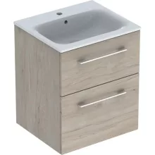   Geberit Selnova Square 2 fiókos mosdószekrény 55 cm, keskeny peremű mosdóval, világos hikoridió 501.235.00.1