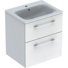   Geberit Selnova Square 2 fiókos mosdószekrény 60 cm, keskeny peremű mosdóval, magasfényű fehér 501.236.00.1