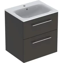   Geberit Selnova Square 2 fiókos mosdószekrény 60 cm, keskeny peremű mosdóval, matt láva 501.237.00.1