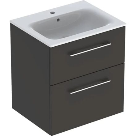 Geberit Selnova Square 2 fiókos mosdószekrény 60 cm, keskeny peremű mosdóval, matt láva 501.237.00.1