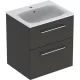 Geberit Selnova Square 2 fiókos mosdószekrény 60 cm, keskeny peremű mosdóval, matt láva 501.237.00.1