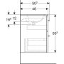 Geberit Selnova Square 2 fiókos mosdószekrény 60 cm, keskeny peremű mosdóval, hikoridió 501.238.00.1