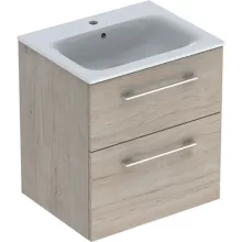   Geberit Selnova Square 2 fiókos mosdószekrény 60 cm, keskeny peremű mosdóval, világos hikoridió 501.239.00.1