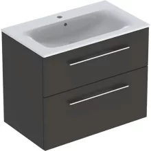   Geberit Selnova Square 2 fiókos mosdószekrény 80 cm, keskeny peremű mosdóval, matt láva 501.241.00.1