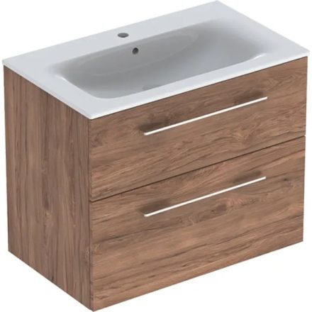 Geberit Selnova Square 2 fiókos mosdószekrény 80 cm, keskeny peremű mosdóval, hikoridió 501.242.00.1