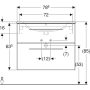 Geberit Selnova Square 2 fiókos mosdószekrény 80 cm, keskeny peremű mosdóval, hikoridió 501.242.00.1