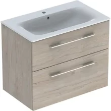   Geberit Selnova Square 2 fiókos mosdószekrény 80 cm, keskeny peremű mosdóval, világos hikoridió 501.243.00.1
