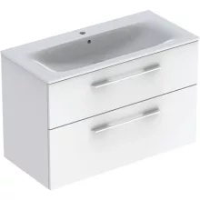   Geberit Selnova Square 2 fiókos mosdószekrény 100 cm, keskeny peremű mosdóval, magasfényű fehér 501.244.00.1
