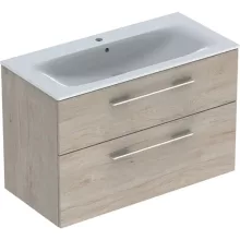   Geberit Selnova Square 2 fiókos mosdószekrény 100 cm, keskeny peremű mosdóval, világos hikoridió 501.247.00.1