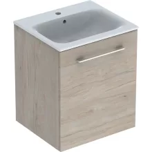   Geberit Selnova Square 1 ajtós mosdószekrény 55 cm, keskeny peremű mosdóval, világos hikoridió 501.251.00.1