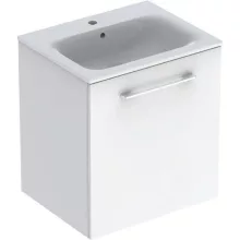   Geberit Selnova Square 1 ajtós mosdószekrény 60 cm keskeny peremű mosdóval, magasfényű fehér 501.252.00.1