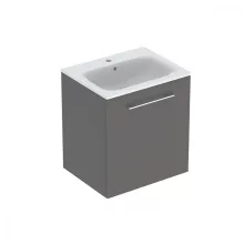   Geberit Selnova Square 1 ajtós mosdószekrény 60 cm keskeny peremű mosdóval, matt láva 501.253.00.1