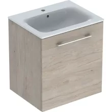   Geberit Selnova Square 1 ajtós mosdószekrény 60 cm, keskeny peremű mosdóval, világos hikoridió 501.255.00.1